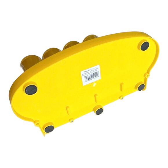 M&Ms World Four Tube CANDY DISPENSER 9x8x5 M&M Holder Food Storage Yellow +Tray - Picture 7 of 8